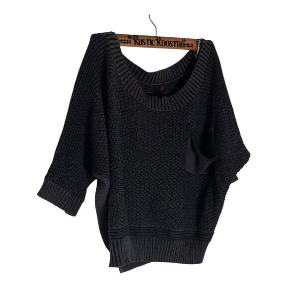 Womens Material Girl Cropped Slouch Scoop Neck Boho 90s like Gray Sweater Large - Picture 8 of 10